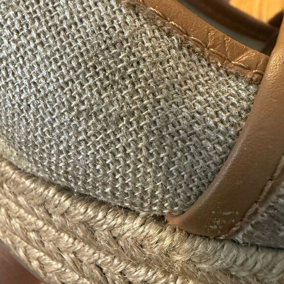 Tory Burch Majorca Linen Open Toe Wedge Heel Size 37 - Picture 11 of 11